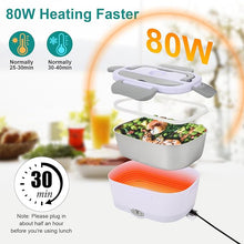 Load image into Gallery viewer, Electric Lunch Box Food Heater, 80W Heated Lunch Box for Adults, 12V 24V 110V Portable Food Warmer LunchBox for Car Truck Work with Removable 304 Stainless Steel Container White
