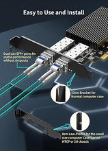 Load image into Gallery viewer, 10Gb Dual LAN SFP PCI-e Network Card, Intel 82599(X520-DA2) Controller, NICGIGA 10Gbps Ethernet Adapter, 2 * 10Gbe SFP Port, 10G NIC Card, Support Windows/Windows Server/Linux/VMware
