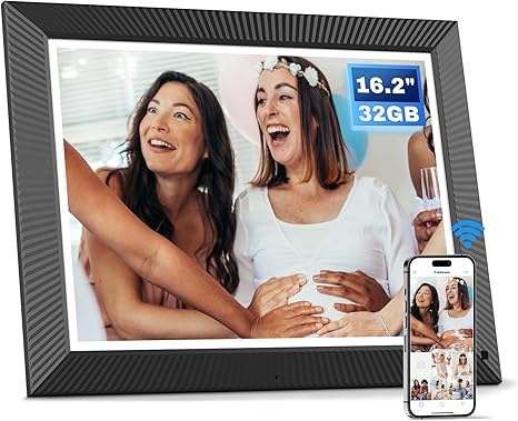 16.2 Inch Extra Large Digital Picture Frame 32GB, WiFi Electronic Photo Frame 1258 * 930 IPS HD Touch Screen, Motion Sensor, Send Photos via App/Email from Anywhere Gift for Father's Day
