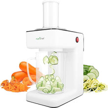 Load image into Gallery viewer, NutriChef 3-in-1 Electric Vegetable Chopper, Spiralizer, and Salad Maker - Fruit Cutter, Spiral Shredder Machine, Veggie Spaghetti &amp; Noodle Maker | Includes Food Plunger &amp; 1.2L Bowl
