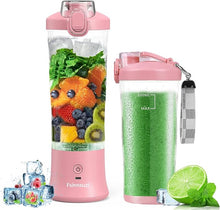 Load image into Gallery viewer, Portable Blender, Personal Size Blender for Shakes and Smoothies with 6 Blades, 20 Oz Mini Blender Cup with Travel Lid and USB Rechargeable for Office, Gym, Kitchen (Pink)
