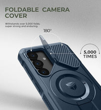 Load image into Gallery viewer, Dexnor for Samsung Galaxy S25 Case with Camera Cover &amp; Adjustable Kickstand &amp; Built-in Screen Protector, Magnetic Rugged Shockproof Bumper Cases Heavy-Duty Magnetic Protective Cover (2025),Navy Blue
