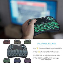 Load image into Gallery viewer, Backlit Mini Wireless Keyboard with Touchpad Mouse Combo QWERTY Keypad,Rechargeable Handheld Keyboard Remote for Smart TV,Android TV Box,Xbox,Raspberry Pi,PC
