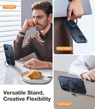 Load image into Gallery viewer, TORRAS Ultra Magnetic Ostand for iPhone 16 Pro Case [Fit for MagSafe] [Sturdy Stand &amp; Ring Holder] Mil-Grade Shockproof Matte Anti-Scratch Slim Protective Kickstand Case, Navy Blue 6.3 inch
