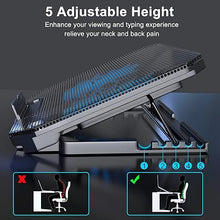 Load image into Gallery viewer, Laptop Cooling Pad with Adjustable Height Two 5.1 Inches Fan 2 USB Ports Suitable for 12&quot;-15.6&quot; Laptops?Black?
