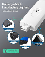 Load image into Gallery viewer, DEWENWILS Book Reading Light, Rechargeable Booklight for Reading at Night, Clip on LED Book for Kids, Bookworms, Blue Light Blocking, 4 Brightness Adjustable for Eye Care (White)
