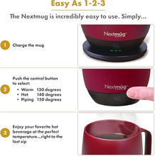 Load image into Gallery viewer, Nextmug - Temperature-Controlled, Self-Heating Coffee Mug (Burgundy - 14 oz.)
