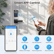 Load image into Gallery viewer, KNOBWELL Fingerprint Door Lock with Lever Handle, Smart Door Lock, Keyless Entry Door Lock, Front Door Lock Set, Biometric Keypad Door Lock with Handle, Electronic Deadbolt Lock, Matte Black
