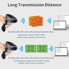 Load image into Gallery viewer, Wireless Barcode Scanner 1D QR Scanner Wireless Handheld Laser Bar Code Reader 3-in-1 with Bluetooth &amp; 2.4G Wireless &amp; USB Wired Works with iPad, Android Phone, iPhone, Laptop-U26
