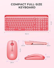 Load image into Gallery viewer, seenda Bluetooth Keyboard and Mouse for iPad, Multi-Device Bluetooth + 2.4G Wireless Round Key Cute Keyboard Mouse with Tablet Holder for MacBook/Windows Computer, iOS/Andriod Tablet Phone Coral Pink
