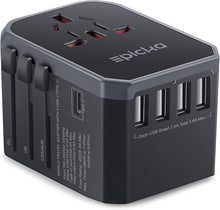 Load image into Gallery viewer, EPICKA Universal Travel Adapter One International Wall Charger AC Plug Adaptor with 5.6A Smart Power and 3.0A USB Type-C for USA EU UK AUS (TA-105, Grey)
