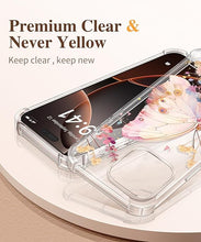 Load image into Gallery viewer, GVIEWIN for iPhone 16 Pro Max Case with Screen Protector &amp; Camera Lens Protector, [Military Grade Protection] Clear Shockproof Slim Floral Phone Cover for Women Girls 6.9" (Magic Butterfly)
