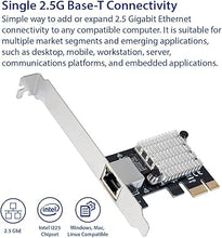 Load image into Gallery viewer, IO CREST 2.5 Gigabit Ethernet PCI Express PCI-E Network Interface Card 10/100/1000/25000 Mbps RJ45 LAN Intel I225 Chipset, Black (SY-PEX24076)
