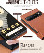 Load image into Gallery viewer, OCASE Compatible with Google Pixel 9 Pro XL Wallet Case, PU Leather Flip Folio Case with Card Holders RFID Blocking Kickstand [Shockproof TPU Inner Shell] Phone Cover 2024, Brown
