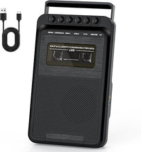 Load image into Gallery viewer, Portable Cassette Player, Cassette Tape Recorder via Bluit-in Microphone, Supports External Microphone Input, Cassette Tape Player Recorder with Retractable Handle,Headphone Jack,Big Speaker
