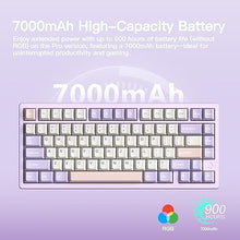 Load image into Gallery viewer, WOBKEY Rainy 75 CNC Aluminum HMX/JWK/Cocoa Switches Triple-Mode Connectivity Mechanical Keyboard with Superior Acoustics, RGB/FR4/Silver SUS304/7000mAh/Cocoa Switch (Pro - Purple)
