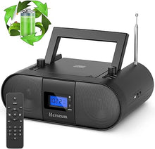 Load image into Gallery viewer, CD Player Portable, FM Radio with Dual Stereo Sound System, Rechargeable Bluetooth Boombox with Remote Control, Playback CD/CD-R/CD-RW/MP3, Support USB &amp; AUX-in, Headphone Output
