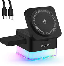 Load image into Gallery viewer, Wireless-Charger 3 in 1 Apple-Charging-Station-Cube Nightlight Lamp 15W Magnetic Charger Stand Foldable Charging Dock for iPhone 16/15/14/13/12/AirPods/Apple Watch(No Adapter)
