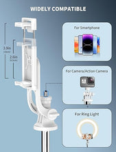 Load image into Gallery viewer, 71&quot; Cell Phone Selfie Stick Tripod, Smartphone Tripod Stand with Remote, Extendable Phone Tripod &amp; Travel Tripod Compatible with iPhone 15/14/13 Pro Max Gopro Android DJI (White)
