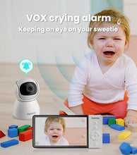 Load image into Gallery viewer, nannio New Comfy HD Baby Monitor with Camera &amp; Audio, 5&#39;&#39; HD Display, 5000mAh Battery, 1000ft Long Range, Fully Remote, Clear Night Vision, 2-Way Audio, Temp Sensor, No WiFi, Ideal Gifts for Baby
