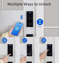 Load image into Gallery viewer, Philips Smart Lock with App Control, Fingerprint Smart Door Lock, Keyless Entry Door Lock, Smart Bluetooth Deadbolt Replacement, Auto Lock, Passcode Code Door Lock, Digital Keypad Deadbolt-Matte Black
