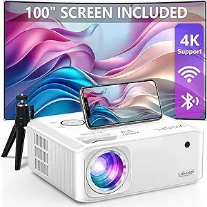 [6D/4P/4K] Projector with WiFi and Bluetooth, VISSPL 4K Supported Video Projector, Electric Keystone, Home Theater Movie Phone Projector Compatible with Android/iOS/Windows/TV Stick/HDMI/USB