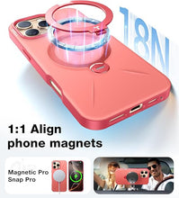 Load image into Gallery viewer, TORRAS Upgraded 360°Spin Magnetic Stand for iPhone 16 Pro Case, Fit for MagSafe, Built-in Kickstand &amp; Ring Holder, Mil-Grade Protective Soft Edge Slim Case for iPhone 16 Pro, Coral Pink, 6.3''

