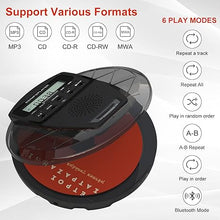 Load image into Gallery viewer, Rechargeable CD Player Portable with Bluetooth,Compact Anti-Skip Shockproof Walkman CD Player with Earphone, Stereo Speakers&amp;LCD Display for Car/Home/Travel (AUX Output)
