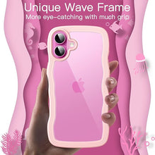 Load image into Gallery viewer, JETech Wavy Case for iPhone 16 6.1-Inch, Cute Wave Frame Curly Shape Shockproof Phone Cover for Women and Girls, Clear Hard PC Back (Light Pink)
