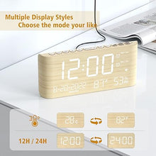 Load image into Gallery viewer, Digital Alarm Clock with Weekday/Weekend Mode, Dual Alarm,Adjustable Volume,Temperature &amp; Humidity Monitor, Calendar,5 Levels Dimmer,12/24H,Snooze,Battery Backup,Loud Alarm Clock for Heavy Sleeper
