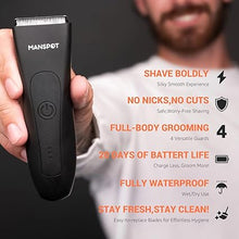 Load image into Gallery viewer, MANSPOT Manscape Groin &amp; Body Hair Trimmer for Men, Electric Ball Trimmer Pubic Trimmer Shaver,Manscape Kit with 4 Guard,Replaceable Ceramic Blade Heads,Waterproof Wet/Dry Shaver,90 Minutes Shaving
