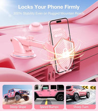 Load image into Gallery viewer, VICSEED Pink Phone Holder for Your Car [Sturdy &amp; Durable] [Powerful Suction] Dashboard Windshield Air Vent Car Phone Holder Hands Free Phone Mount for Car for iPhone Android, Pink Car Accessories
