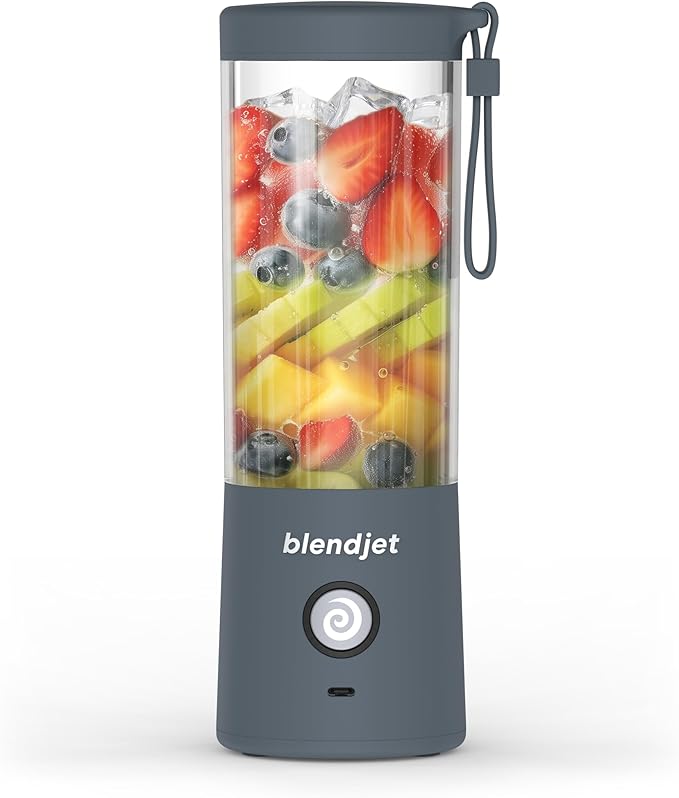 BlendJet Portable Blender for Smoothies & Shakes - 16oz BlendJet 2 Cordless Personal & Small Blender, USB-C Rechargeable & Self Cleaning - Quiet Mini Travel Blender with Stainless Steel Blade (Slate)