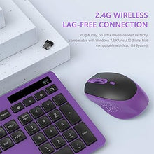 Load image into Gallery viewer, 2.4GHz Silent USB Wireless Keyboard and Mouse Combo - Full-Size Keyboard with Phone Holder and Mouse for Computer, Desktop and Laptop (Purple)
