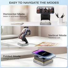 Load image into Gallery viewer, Wireless Charger 3 in 1, Foldable Charging Station Compatible with Apple Magsafe Device, Portable Travel Magnetic Charger Stand with Light for iPhone16 15 14 13 12 Series Watch &amp; Airpods

