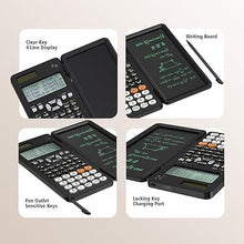 Load image into Gallery viewer, Rechargeable Scientific Calculator with Notepad 991ES Black Science Calculator with Writing Tablet Foldable Scientific Calculators for High School College Students School Office Supplies(991ES-BL)
