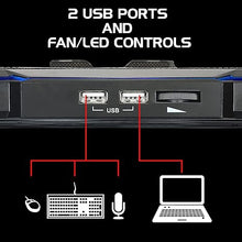 Load image into Gallery viewer, ENHANCE Cryogen 5 Gaming Laptop Cooling Pad Stand - Laptop Cooler with 7 Adjustable Height Settings &amp; Dual USB Ports for 17 inch Laptops - 1 Ultra Quiet High Performance LED Laptop Fan 800 RPM - Blue
