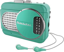 Load image into Gallery viewer, Studebaker Walkabout II Walkman Personal Stereo Cassette Player with AM/FM Radio and Built-in Speaker (Teal/Silver)
