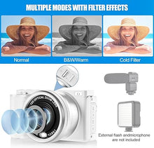 Load image into Gallery viewer, 4K Digital Camera for Photography and Video, 12X Optical Zoom 64MP Autofocus Anti-Shake Vlogging Camera for YouTube, Built-in Fill Light and Flash Travel Camera with 64GB SD Card,Battery (White)
