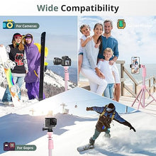Load image into Gallery viewer, SENSYNE 72" Phone Tripod &amp; Selfie Stick, Extendable Cell Phone Tripod Stand with Wireless Remote and Phone Holder, Compatible with iPhone Android Phone, Camera, Pink
