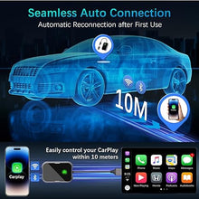 Load image into Gallery viewer, Wireless Carplay Adapter - Mini Car Play Wireless Adapter, Converts Factory Wired to Wireless Carplay Dongle, Plug &amp; Play Carplay Adapter Compatible with Apple iPhone 6+/iOS10+ &amp; Cars Built-in CarPlay
