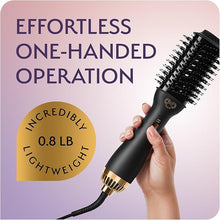 Load image into Gallery viewer, Professional Dual Voltage Blowout Hair Dryer Brush for European Travel 110V-120V/220V-240V, Black Gold Dryer and Volumizer, Hot Air Brush for Women, 2.4 INCHES Oval Shape
