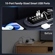 Load image into Gallery viewer, USB Charging Station 50w10A 10-Port USB Charger, Multiport USB Charger Station Hub, Compatible with iPhone, Galaxy, iPad Tablet, and Other USB Charging Devices
