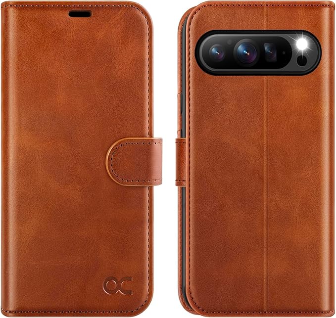 OCASE Compatible with Google Pixel 9 Pro XL Wallet Case, PU Leather Flip Folio Case with Card Holders RFID Blocking Kickstand [Shockproof TPU Inner Shell] Phone Cover 2024, Brown