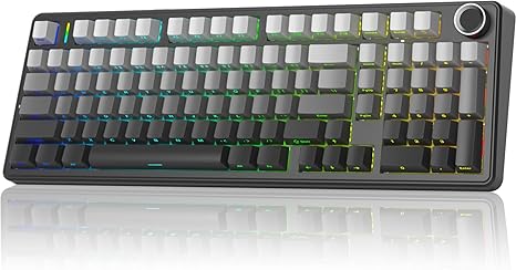 x Aula F99 Pro Mechanical Keyboard, Hot Swappable Custom Gaming Keyboard, Tri-Mode BT5.0/2.4GHz/USB-C Creamy Keyboard with Number Pad Side-Print Keycap Functional Knob for Mac PC Gamer - Black