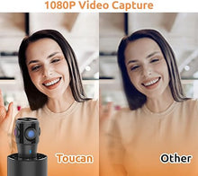 Load image into Gallery viewer, TOUCAN 360-Degree Video Conference Camera, 1080p HD Webcam with 4 Noise Reduction Mics, Speaker, AI Tracking, Works with Zoom, Google Voice, Microsoft Teams and More, for PC/Mac/Laptop/MacBook/Tablet
