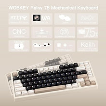 Load image into Gallery viewer, WOBKEY Rainy 75 CNC Aluminum HMX/JWK/Cocoa Switches Triple-Mode Connectivity Mechanical Keyboard with Superior Acoustics, RGB/FR4/Silver SUS304/7000mAh/Cocoa Switch (Pro - White)
