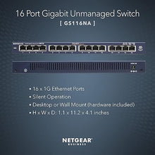 Load image into Gallery viewer, NETGEAR 16-Port Gigabit Ethernet Unmanaged Switch (GS116NA) - Desktop or Wall Mount, and Limited Lifetime Protection
