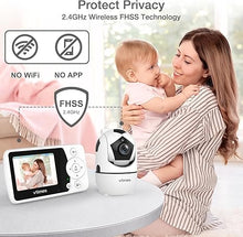 Load image into Gallery viewer, Video Baby Monitor with Camera and Audio - LCD Screen, Baby Camera Monitor No WiFi Night Vision VOX Mode Pan-Tilt-Zoom Temperature Display Two-Way Audio Lullabies Feeding Alarm - 1000ft Range
