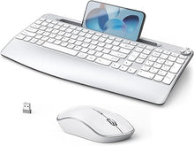 Load image into Gallery viewer, JOYACCESS Ergonomic Wireless Keyboard and Mouse, Ergonomic Wireless Keyboard with Phone Holder, Full Size Keyboard Designed with Wrist Rest,Volume Roller for Computer Mac PC Laptop-Silver
